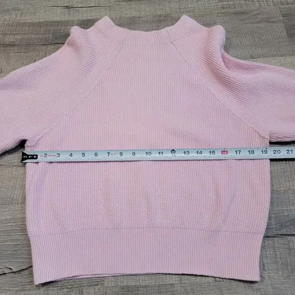 Free People Too Good Sweater Mock Neck Baby Pink Ribbed Cotton Size Medium - Picture 7 of 8